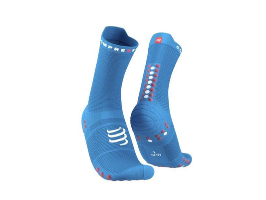 PRO RACING SOCKS V4.0 RUN HIGH - LIGHT BLUE/BURGUNDY