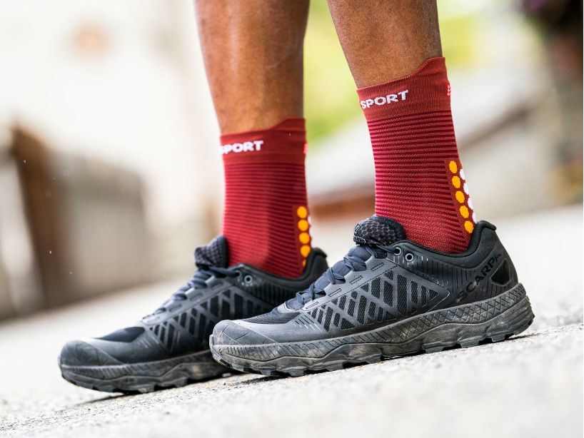 PRO RACING SOCKS V4.0 RUN HIGH - BROWN/ORANGE